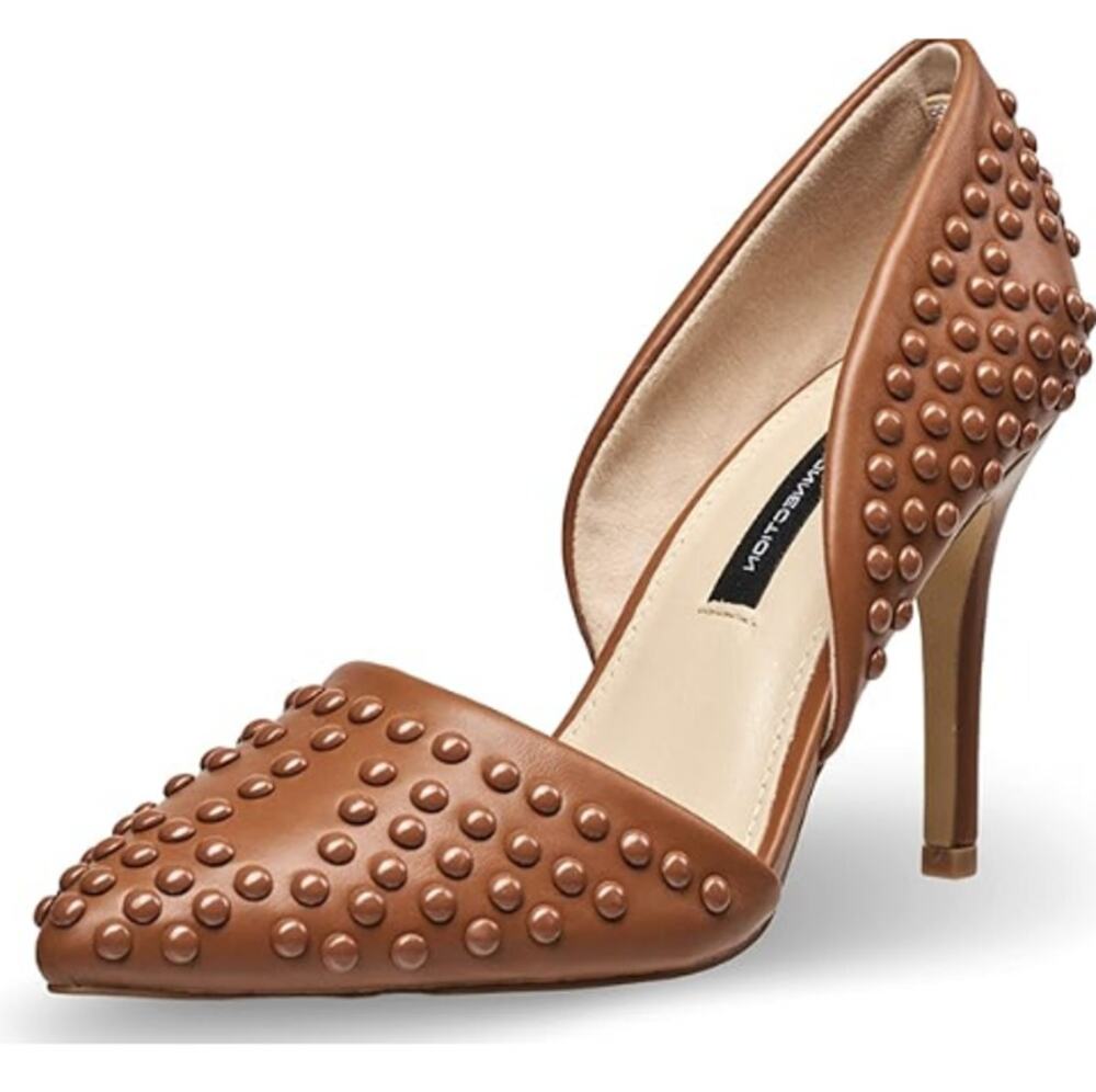 French Connection Women's Cognac Stiletto Studded Mary Jane Heels Size 8M